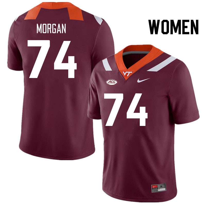 Women #74 Jayson Morgan Virginia Tech Hokies College Football Jerseys Stitched Sale-Maroon - Click Image to Close